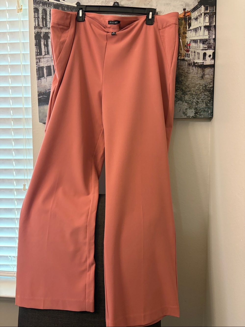 Roz & Ali Dusty Coral Wide-Leg Pants, Ponte Trousers 18W(salmon color) - Picture 2 of 13
